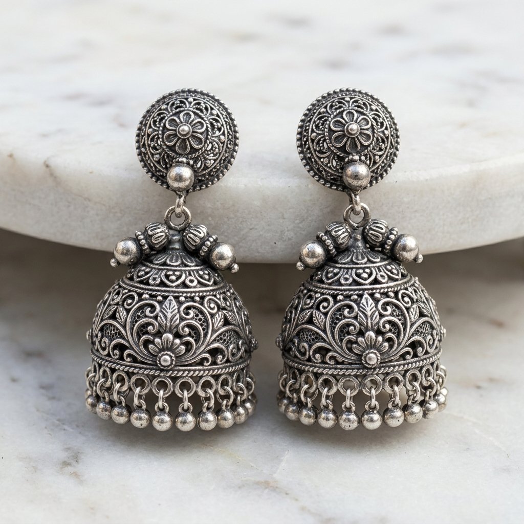 925 Silver Earrings & Jhumkas